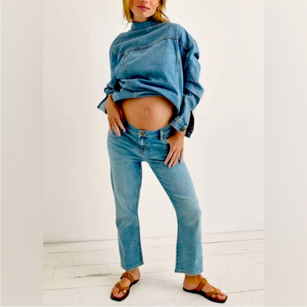 Hatch maternity the crop jeans natural waist 26 light wash